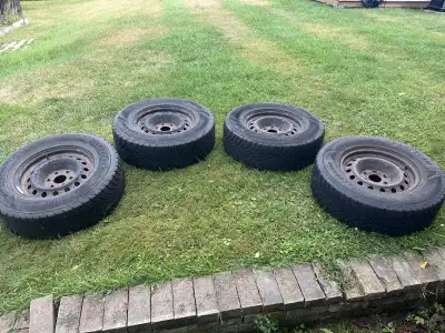 Winter tires on rims. See photos for sizing. Was on a Silvrado. Obo