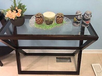 Like NEW Stylish entry console glass & solid wood table