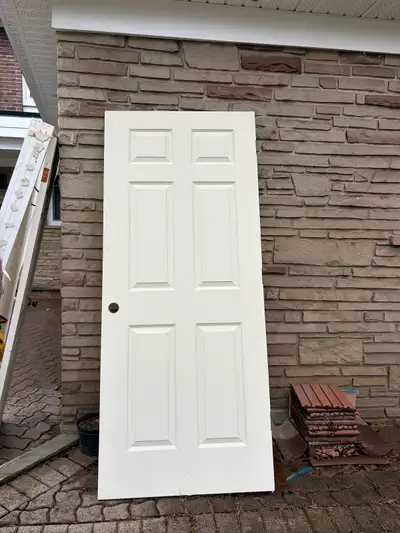 Four 6 panel doors including one pair of closet door for sale. One door has the frame too. “Approxim...
