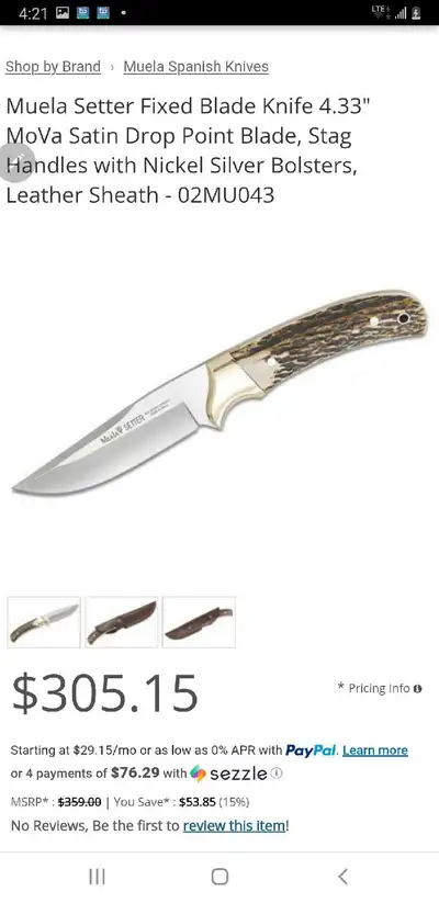 Muela Colibri Fixed Blade Knife, View more