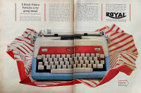 1960 Royal Futura Portable Typewriter 2 Pg Original Ad 