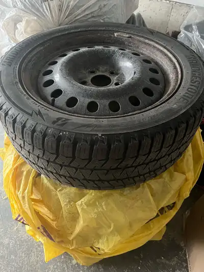 Selling set of 4 winter tires on rims. Tire size: 225 50 R17 Tread remaining: 4-5 mm ( enough for 1...