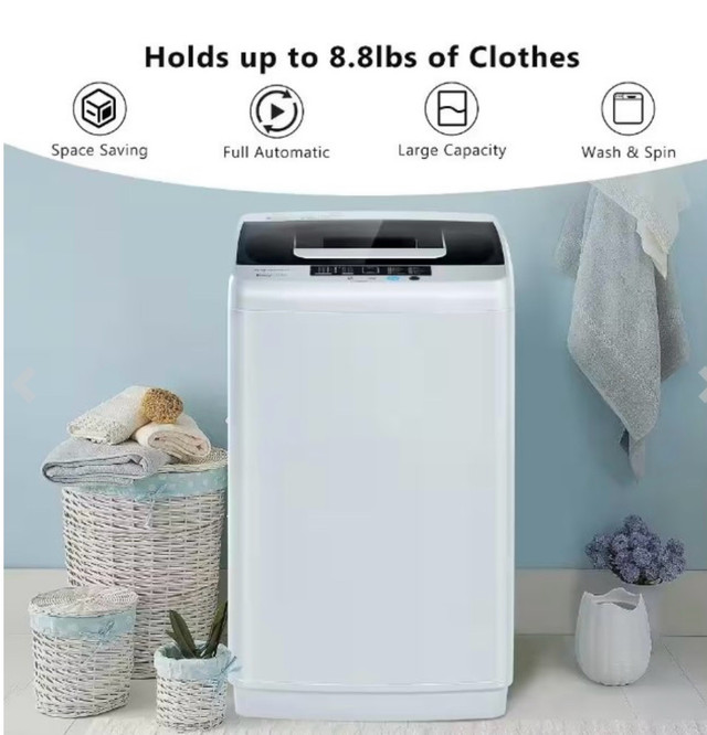 COSTWAY FULL AUTOMATIC LAUNDRY WASHING MACHINE, 1.04CU.FT CAPACI in Washers & Dryers in Barrie - Image 2