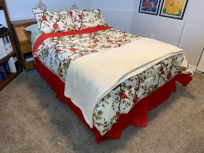double size bed: frame and mattress with headboard, View more
