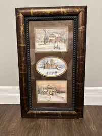 Framed picture with 3 scenes