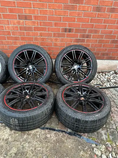 Selling a Set of 20” Porsche Cayenne Sport Rims on Pirelli All Season Tires. 2 tires are done, other...