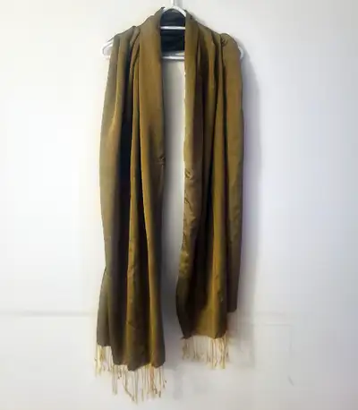 NEW - 217x70cm Olive Green Women's Scarf w/Gold Yellow Tassels, View more