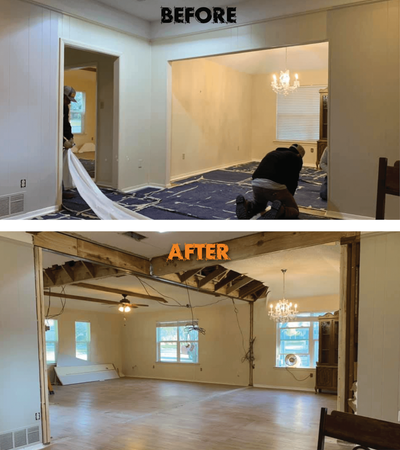 Load bearing wall removal, View more