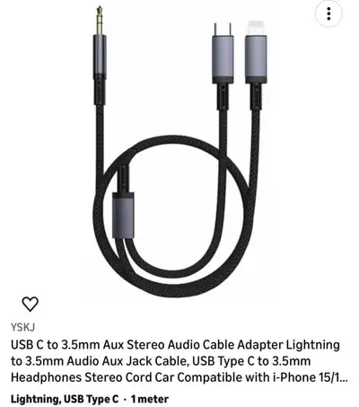 USB-C / Lightning to 3.5mm AUX Audio Cable, View more