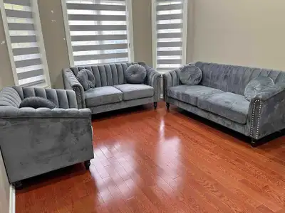 Grey 3-Piece Sofa Set, View more