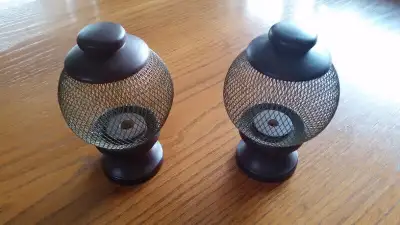Two curtain rod ends or post topper, View more