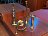 Brass Lot - Vintage / Antique Candlesticks & Door Knocker