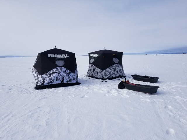 FRABIL INSULATED BRO SERIES PORTABLE ICE SHACK 3-4 PERSON + SLED in Fishing, Camping & Outdoors in North Bay - Image 2