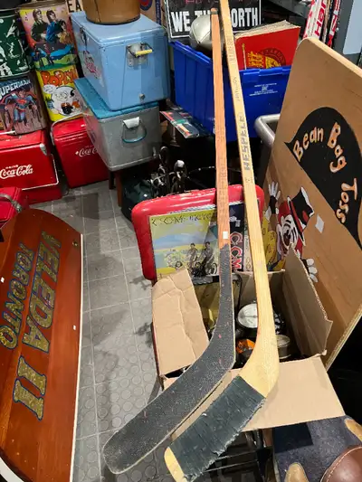 2 ANTIQUE WOOD ICE HOCKEY STICKS - HESPELER / MASTERCRAFT, View more