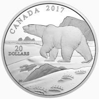 2017 Canadian $20 Polar Bear silver coin