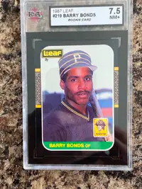 Barry Bonds 1987 Leaf Canadian Rookie card KSA 7.5 Rare!