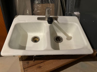Enameled double bowl kitchen Cast Iron Sink