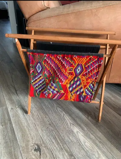   Vintage Woven Textile Magazine Rack, View more