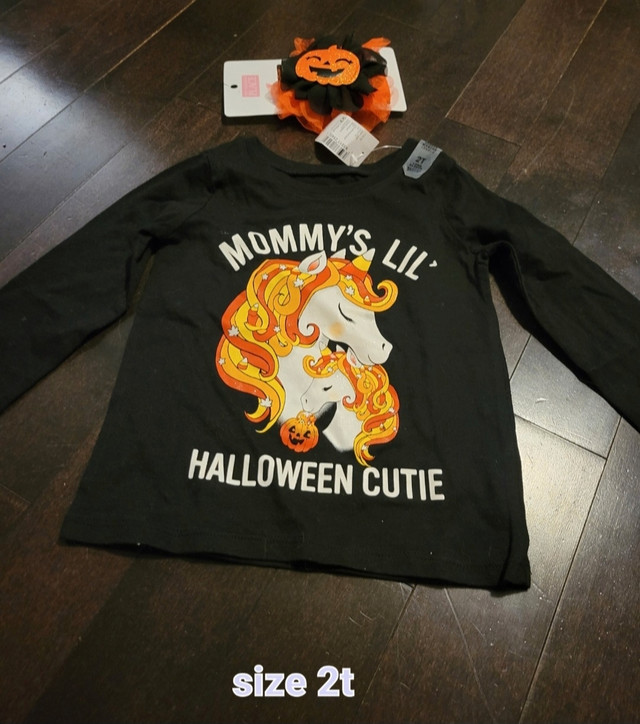 Girl's size 2t Halloween long sleeve shirt and headband (new) in Clothing - 2T in Oakville / Halton Region