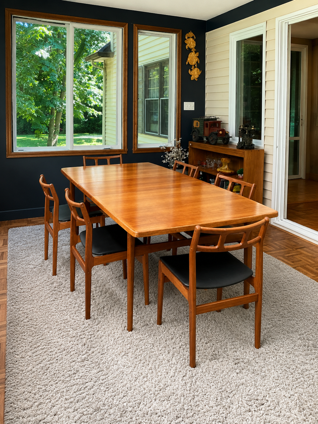 Mid-century. TEAK. Dining room set. VERY LARGE Table