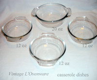 Vintage L'ovenware clear glass casserole ovendish1@20 3 @12 oz