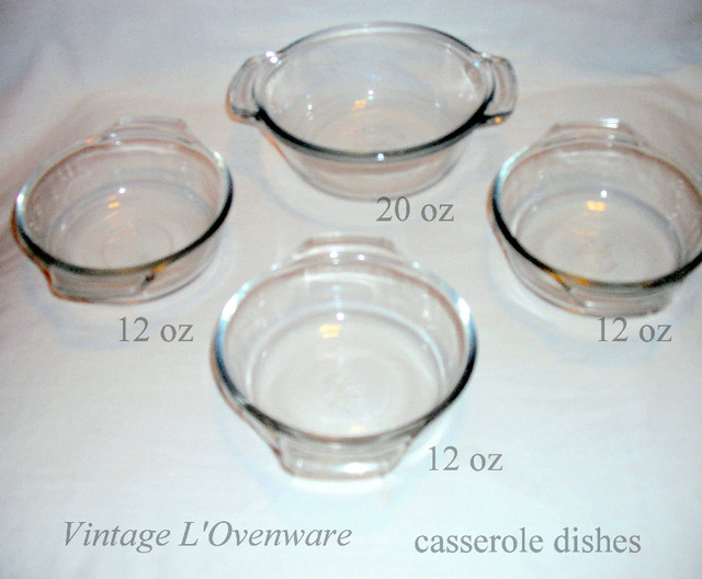 Vintage L'ovenware clear glass casserole ovendish1@20 3 @12 oz in Arts & Collectibles in City of Toronto
