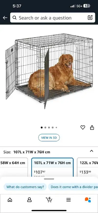 Small dog cage 20 Big one 40 Selling at garage sale at church and Isabella