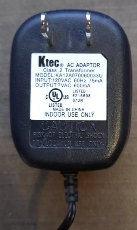 Ktec KA12A070060033U 7 VAC 600 mA Transformer