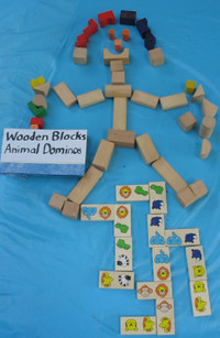Wooden Blocks(40) and wooden Animal Dominoes