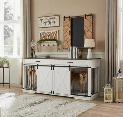 NEW Double Dog Crate Furniture, View more