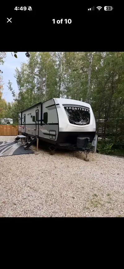 2021 sportrek bumper pull bunkhouse Specs in the last page Sleeps 10 Outdoor kitchen Electric firepl...