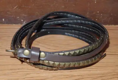 Vintage Womens Y2K Late 90s Early 2000s Vinyl Belt Brass Studded, View more