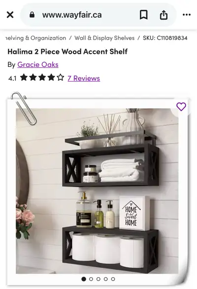 Halima 2 Piece Wood Accent Shelf, View more