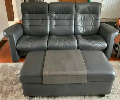 Stressless “Sapphire” 3 seat high back Sofa C/W matching ottoman, View more