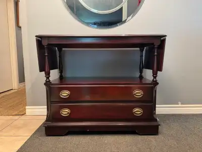 Drop Leaf Side Table with Drawers - on casters, View more