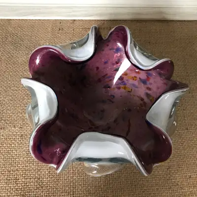 Murano Art Glass Bowl Ashtray Amethyst Tutti Frutti, View more