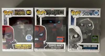 funko pop marvel magneto doctor doom zombie venomized exclusive, View more