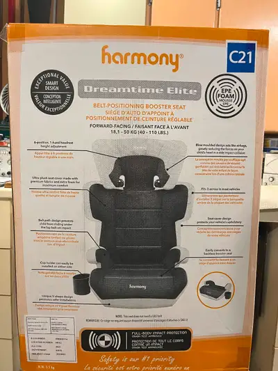 Harmony child car seat for sale. New inbox. Manufactured in 2022 and never used. Asking $25.