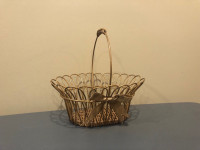 Ornate Metal Wire and Wicker Basket