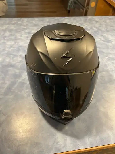 Scorpion EXO motorcycle helmet with Cardo headset, small scratches on one side, otherwise excellent...