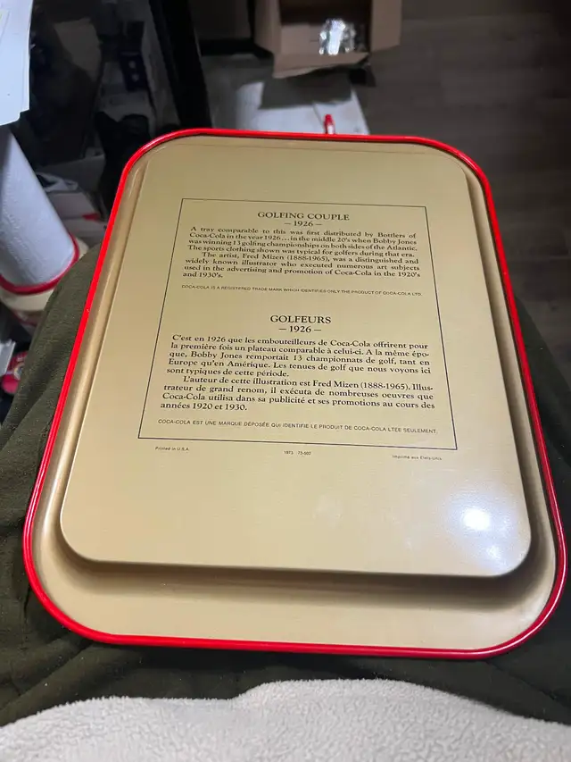 1973 Coca-Cola Metal Tray Re edition of 1926 Golfing Couple Fred in Arts & Collectibles in Longueuil / South Shore - Image 7