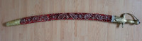 Vintage Handcrafted Indian Wedding Sword Brass Handle Red Sheath