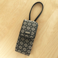 Cell Phone Wristlet Bag NINE WEST Black Khaki Canvas