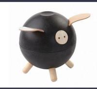 New in box Plan toys wooden black piggy bank for kids modern dec