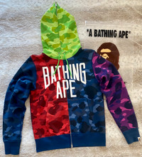 BAPE MENS MULTI HOODIE NEW VERY RARE 100% AUTHENTIC