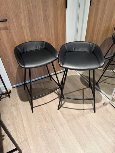 Black faux leather bar stools, View more