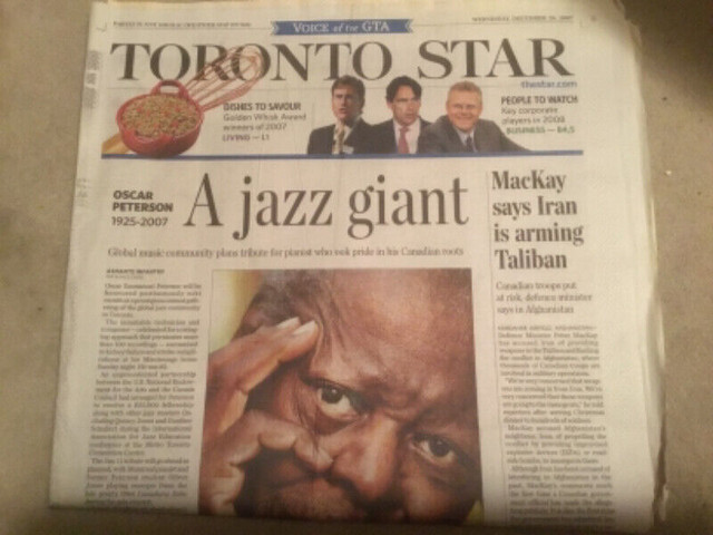 Oscar Peterson Original Print Obituary in Arts & Collectibles in Mississauga / Peel Region