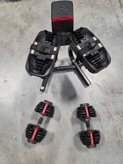 bowflex adjustable weight dumbells and rack , View more