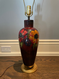 Large Rare Moorcroft Lamp in the Flambe Anemone Pattern