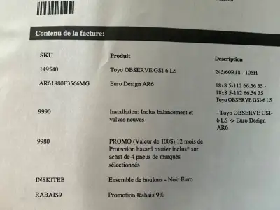Pneu hiver Toyo 245 60r18 Roue 18´´ 5 par 112 cœur 66.56 Avec nut de roue